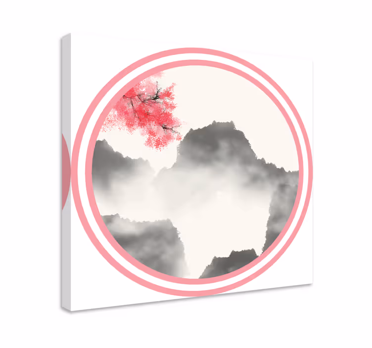 Quadro paesaggio sagoma di montagna con fiori - TenStickers