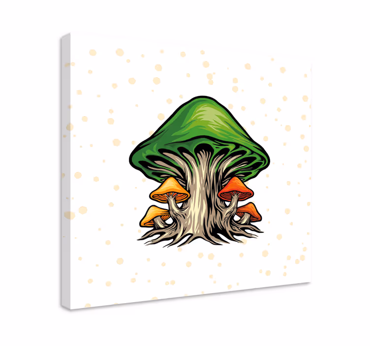 Dipinto fiori e piante schema di crescita funghi - TenStickers