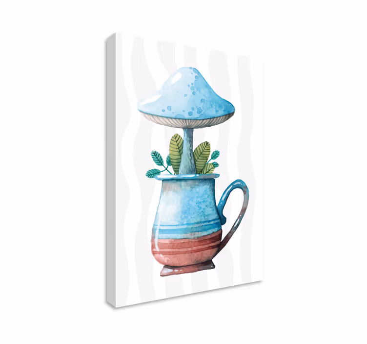Dipinto fiori e piante fungo in tazza - TenStickers