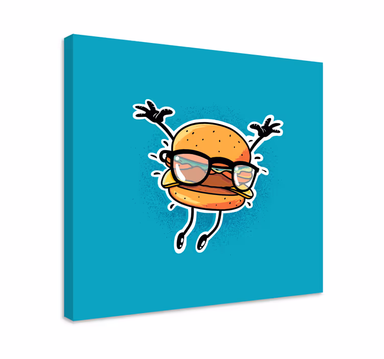 Quadro con testo personaggio hamburger felice - TenStickers