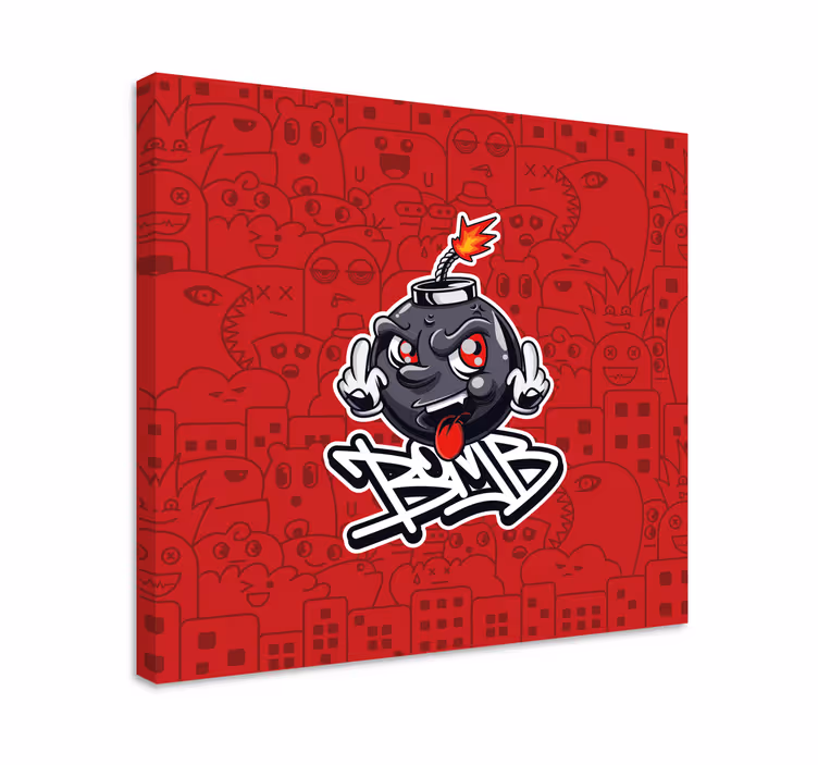 Quadro con testo emoji della bomba cartoon - TenStickers