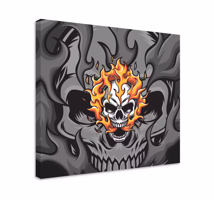 Quadro con testo teschio con fiamme - TenStickers