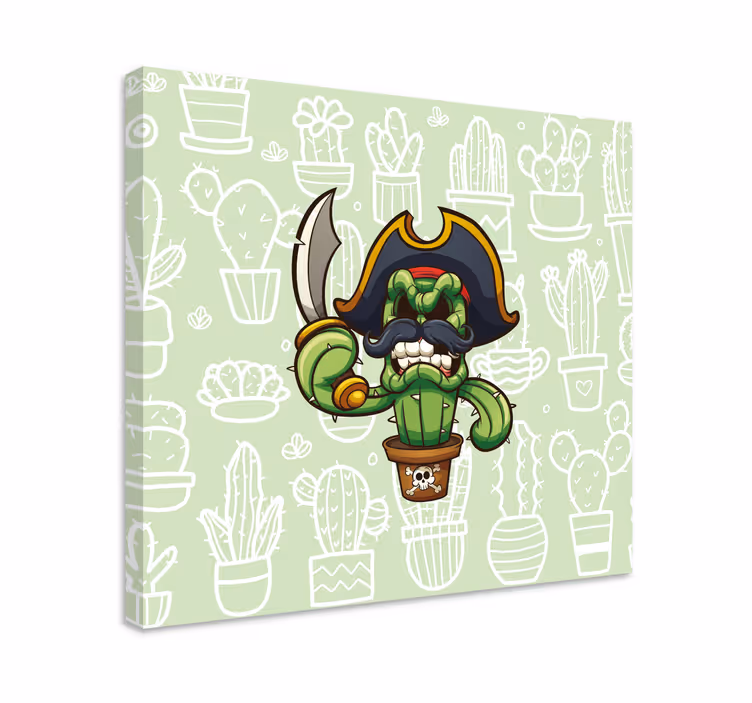 Dipinto piante personaggio pirata cactus - TenStickers
