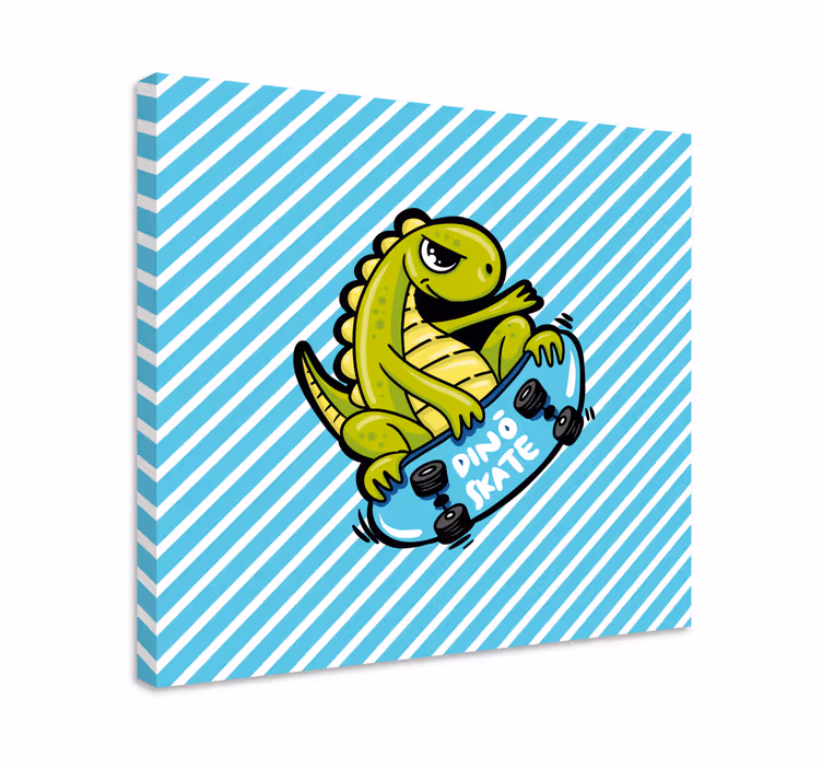 Dipinto dinosauri divertimento con skateboard dinosauri - TenStickers