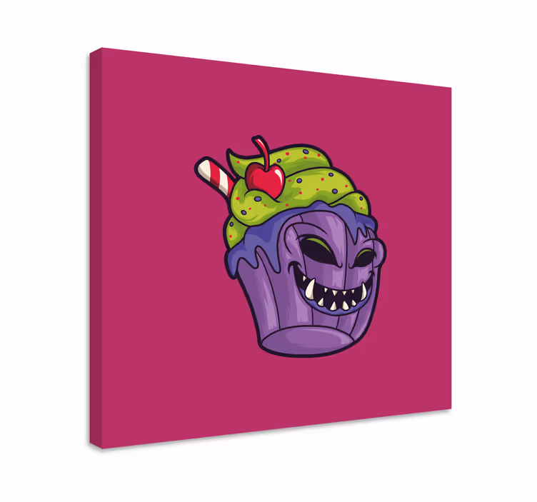 Quadro con testo minacciosa creatura a forma di cupcake - TenStickers