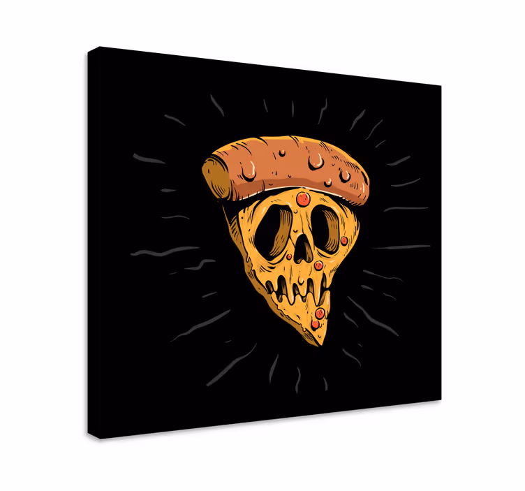 Quadro con testo fetta di pizza teschio - TenStickers