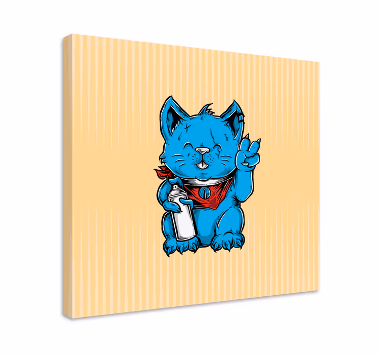 Quadro gatto felice gatto blu - TenStickers
