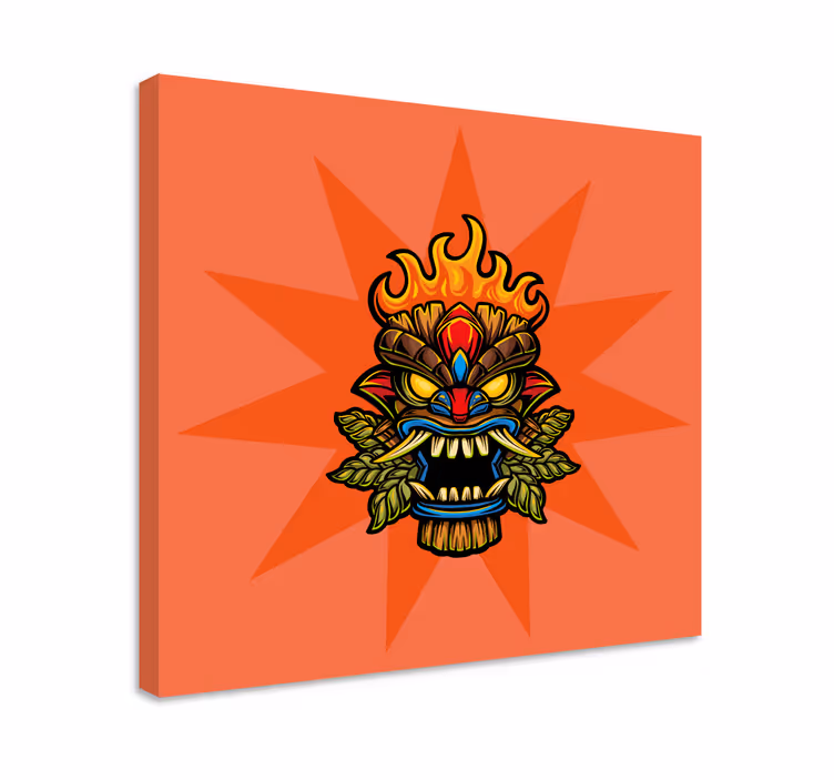Quadro musicale maschera tribale infuocata - TenStickers