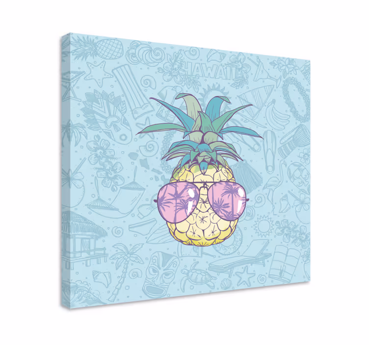 Dipinto frutta e natura morta ananas con occhiali da sole - TenStickers