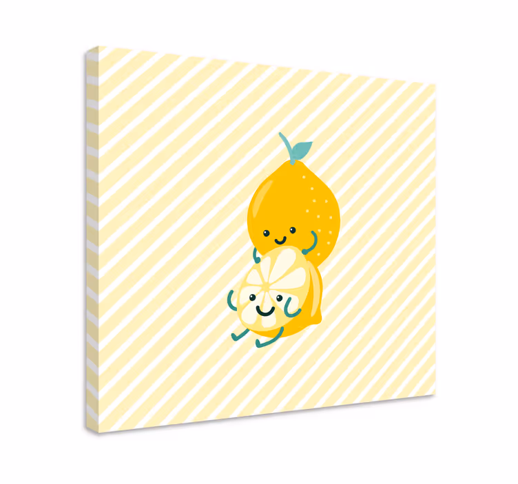 Dipinto frutta e natura morta limoni carini abbracciati - TenStickers