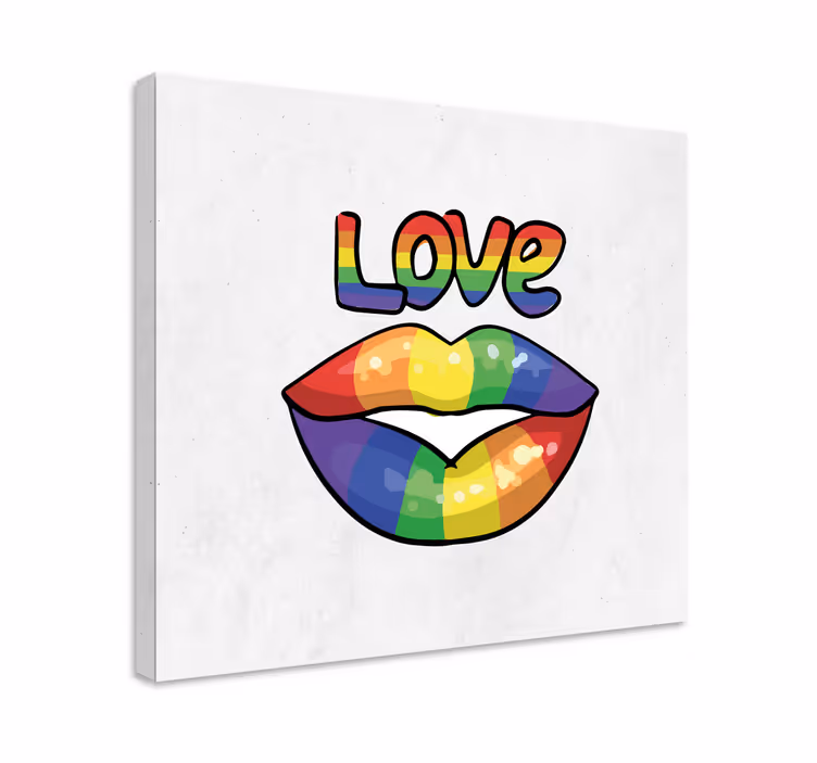 Quadro con frase labbra d'amore colorate - TenStickers