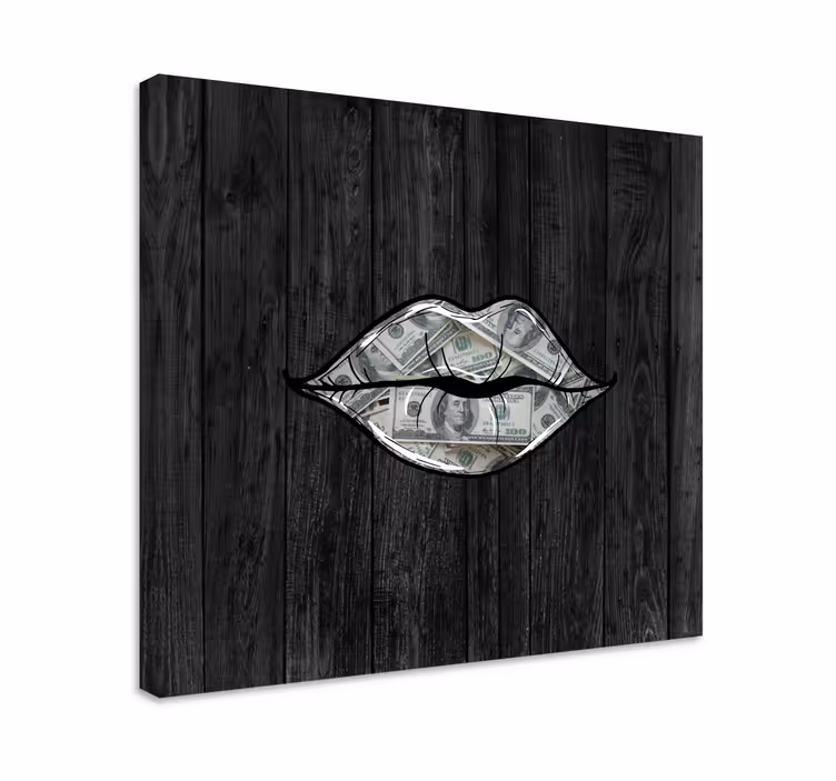 Quadro design ornamentale labbra con denaro - TenStickers