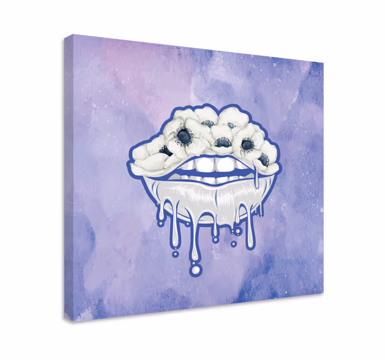 Quadro design ornamentale bocca con fiori - TenStickers