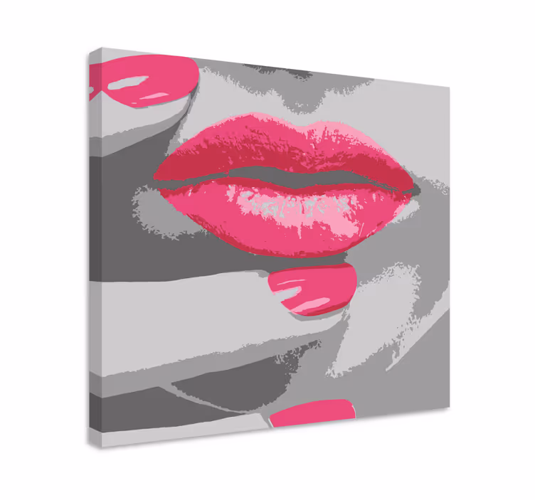 Quadro vintage dettaglio labbra rosa - TenStickers