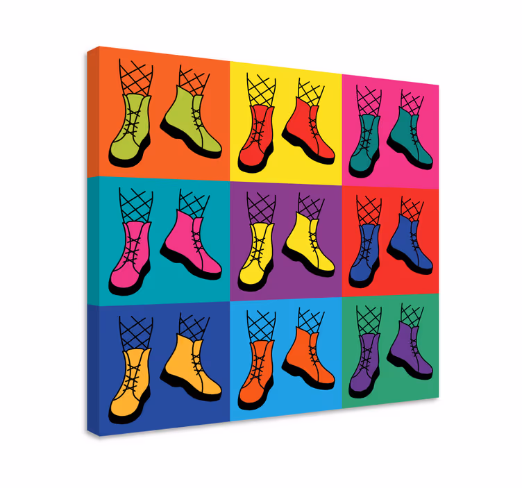 Quadro con testo stivali colorati con lacci - TenStickers