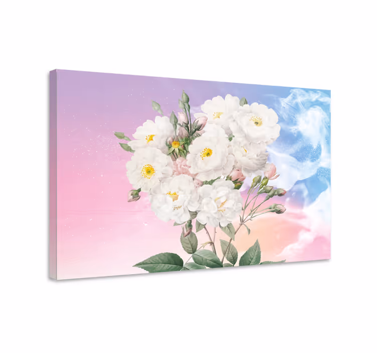 Dipinto fiori e piante bouquet floreale bianco - TenStickers
