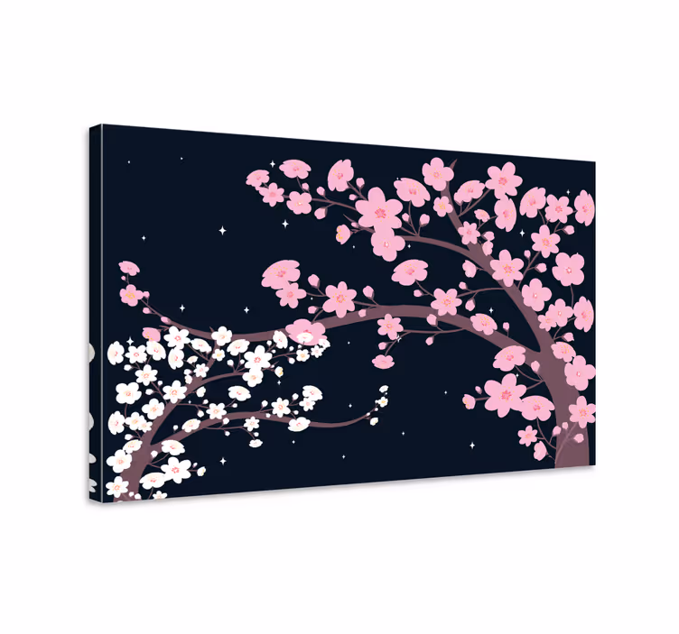 Dipinto fiori e piante rami di fiori di ciliegio - TenStickers