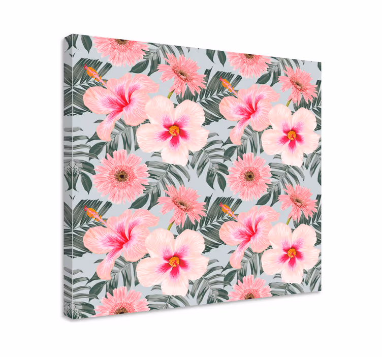 Dipinto fiori e piante composizione floreale tropicale - TenStickers