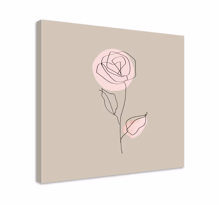 Dipinto fiori e piante linea elegante rosa - TenStickers