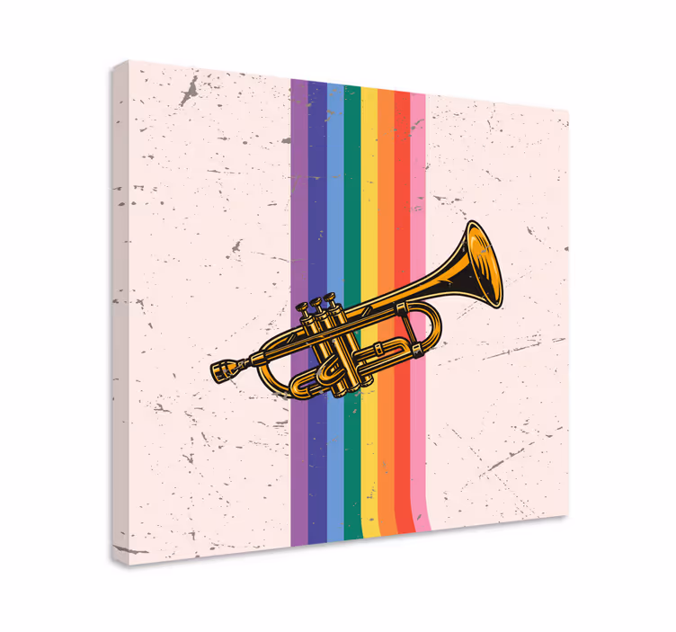 Quadro musicale tromba con linee - TenStickers