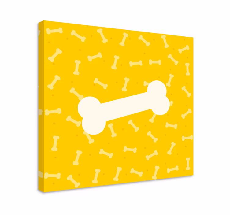 Quadro cane Simpatico osso di cane con sfondo giallo - TenStickers