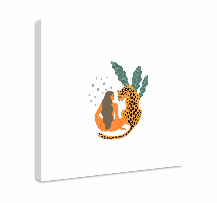 Quadri persona e personaggi donna e leopardo si abbracciano - TenStickers