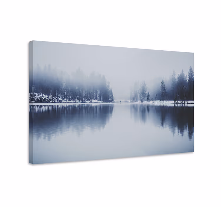 Quadro paesaggio riflesso nella foresta mistica - TenStickers