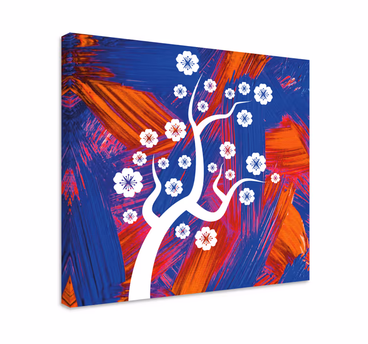 Dipinto fiori e piante albero di fiori bianchi - TenStickers