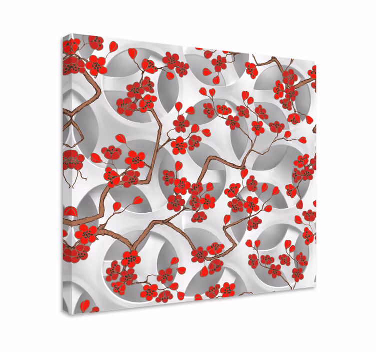 Dipinto fiori e piante rami di ciliegio - TenStickers