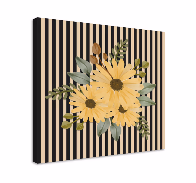 Dipinto fiori e piante composizione floreale solare - TenStickers