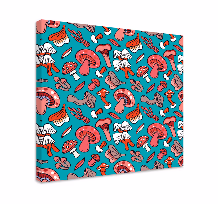 Dipinto fiori e piante motivo funghi colorati - TenStickers