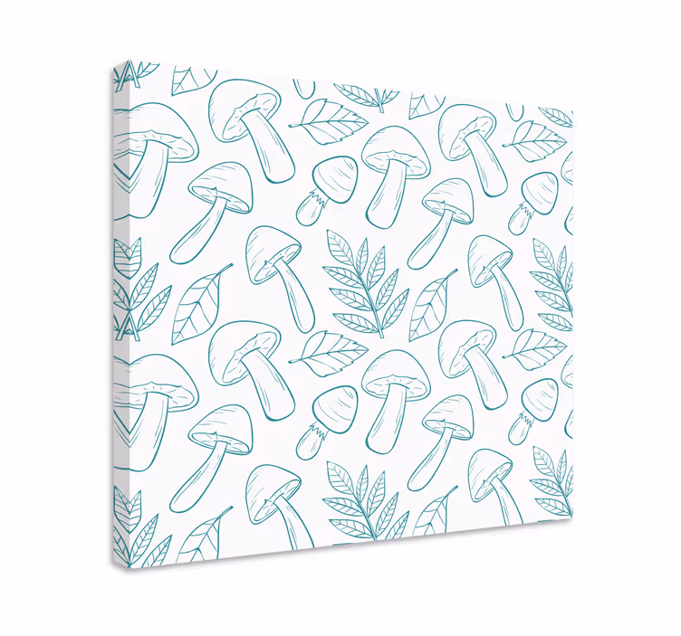 Dipinto fiori e piante motivo foglie di fungo - TenStickers