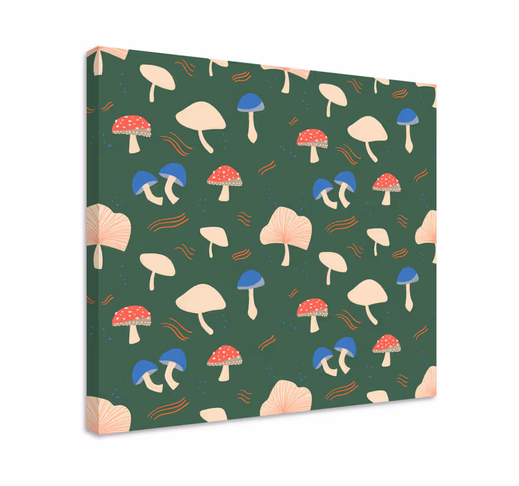 Dipinto fiori e piante motivi fungini - TenStickers