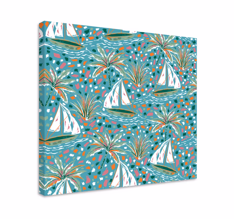 Dipinto marinaio barche a vela e palme - TenStickers