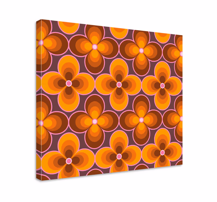 Quadro design vintage Motivo floreale retrò groovy - TenStickers