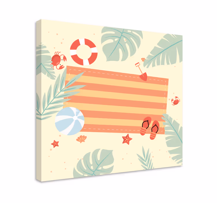 Dipinto fiori e piante elementi di scena marittima - TenStickers