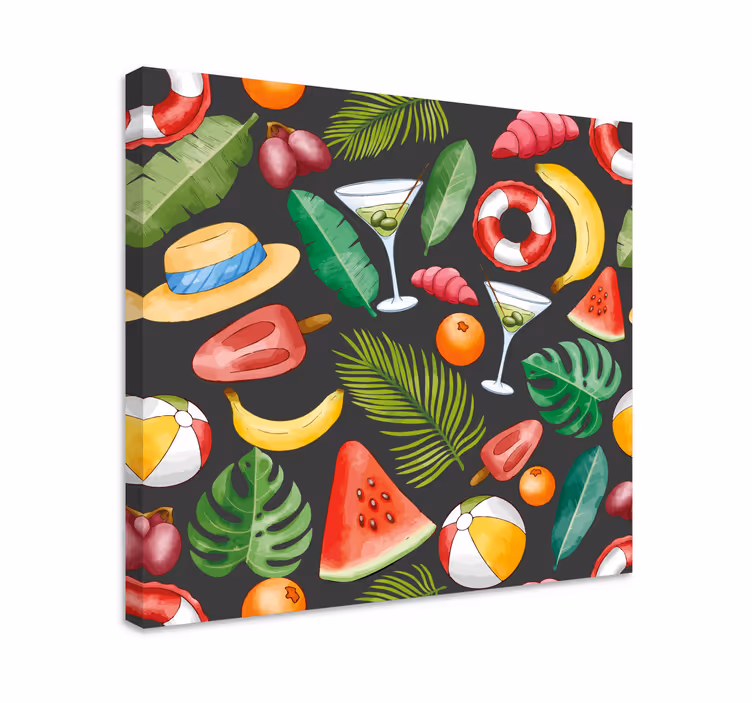 Dipinto frutta e natura morta tema rinfrescante tropicale - TenStickers
