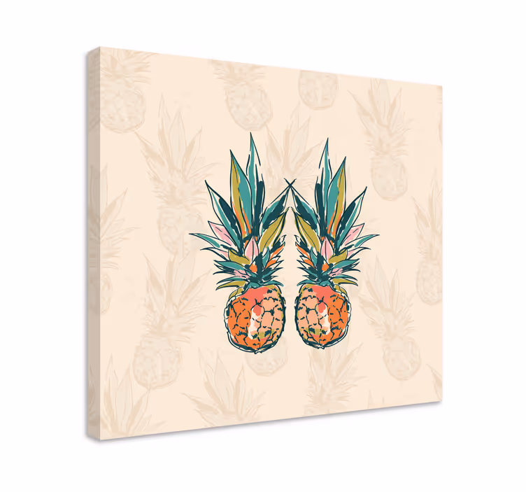 Dipinto frutta e natura morta duo di ananas tropicali - TenStickers