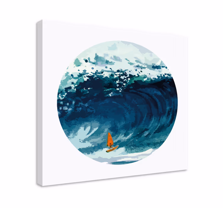 Dipinto marinaio surfer che cavalca l'onda - TenStickers