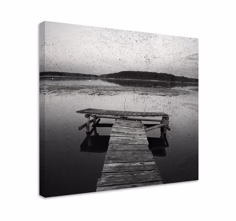 Quadro paesaggio molo sereno sul lago - TenStickers