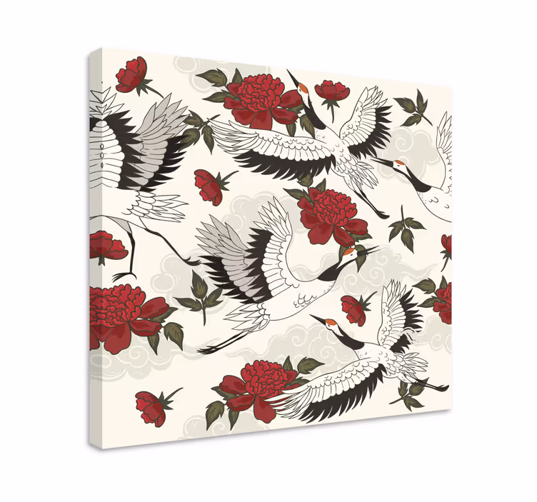 Quadro mandala gru e fiori - TenStickers