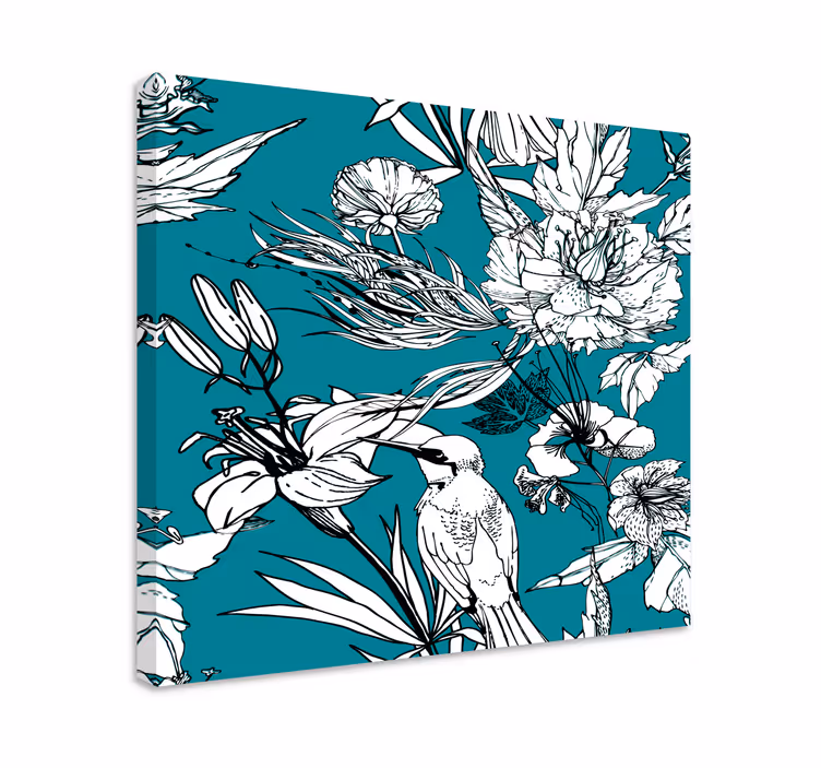 Quadro con uccelli tra i fiori - TenStickers