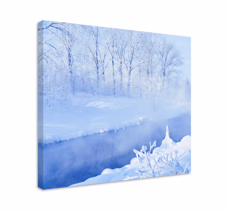 Quadro paesaggio vista sul ruscello in inverno - TenStickers