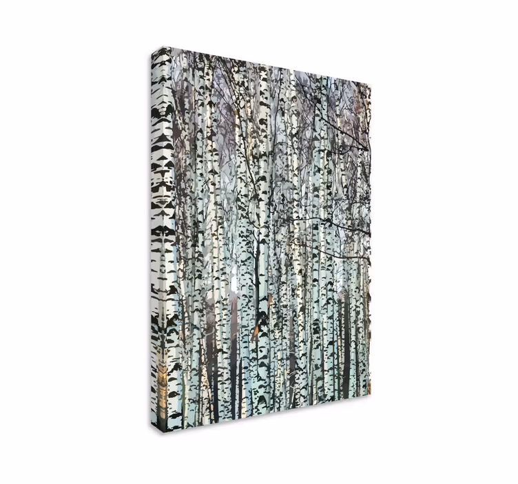 Quadro con alberi serenità della foresta di betulle - TenStickers