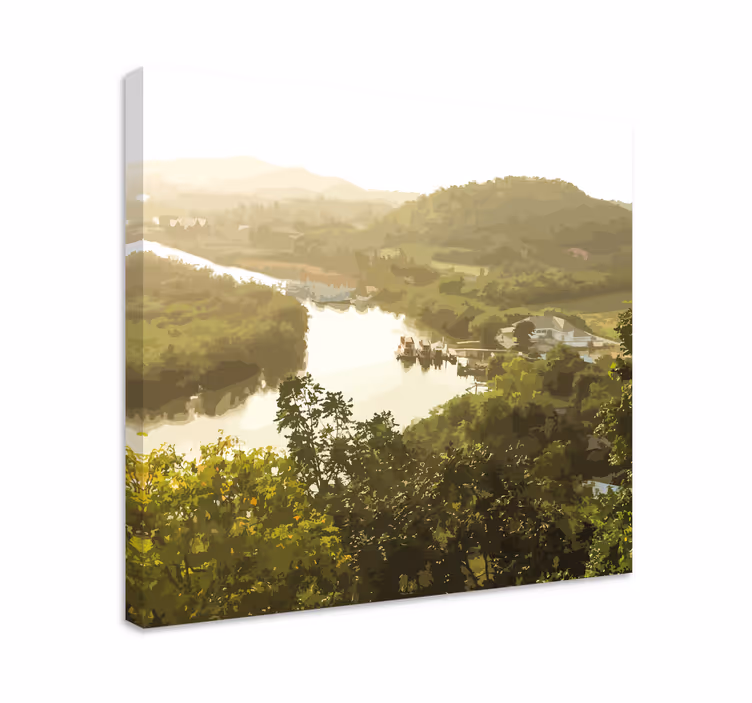 Quadro paesaggio vista serena sul fiume - TenStickers