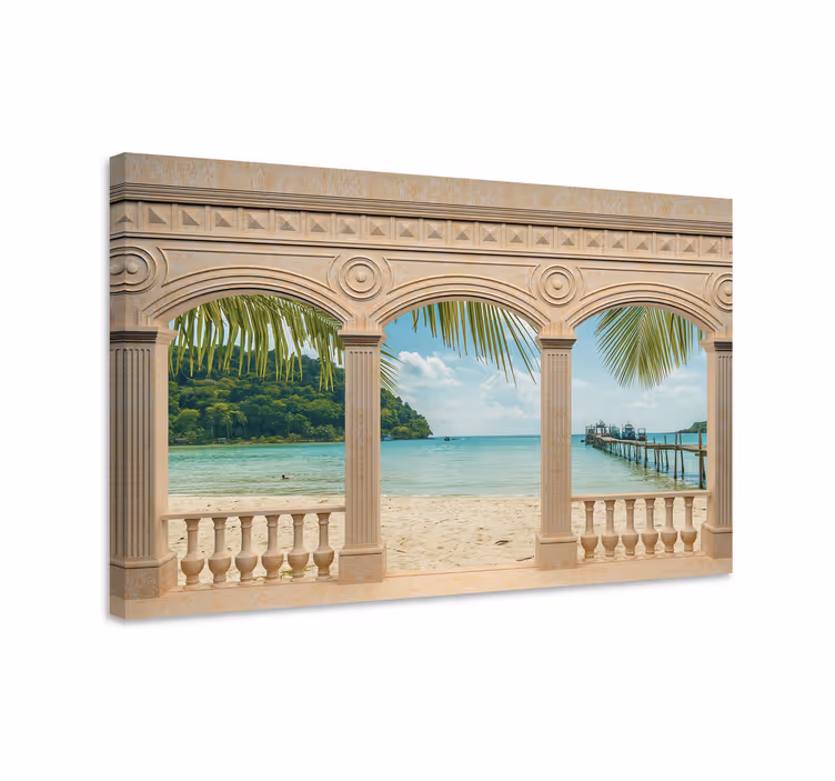 Quadro paesaggio vista spiaggia tropicale - TenStickers