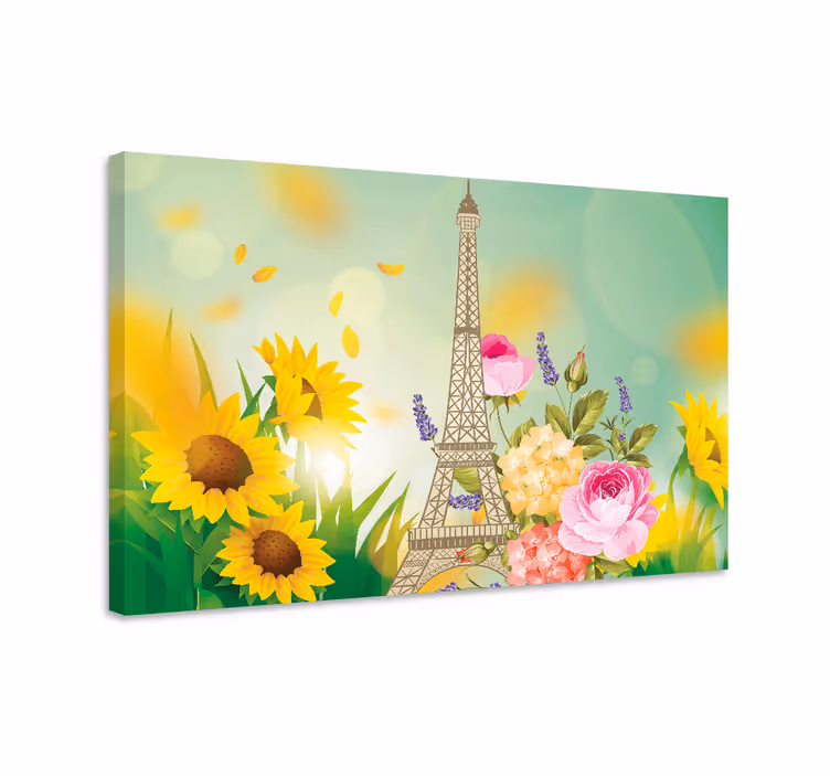 Dipinto fiori e piante torre eiffel floreale - TenStickers