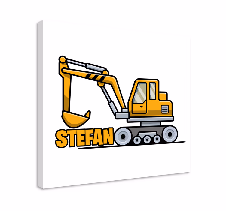 Quadro con testo design di macchina escavatrice - TenStickers