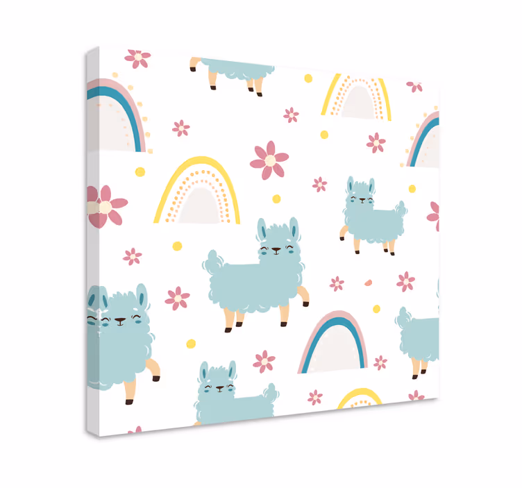 Quadro con animali e insetti llama e fiori - TenStickers