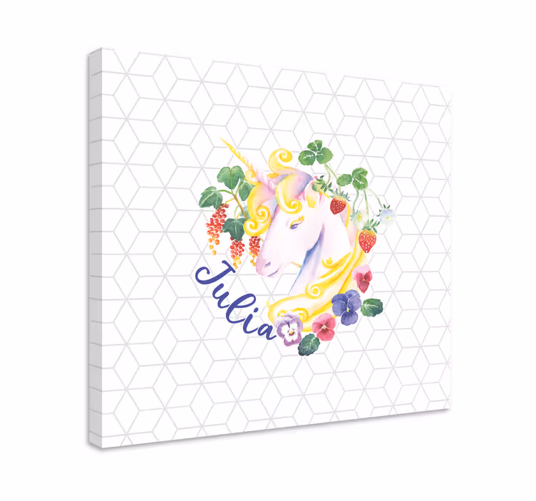 Quadro unicorno composizione floreale unicorno - TenStickers